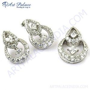 Nouvel ensemble de bijoux de mariage pour femme en argent géométrique, style tendance, certifié par une tierce partie - Product Image 2