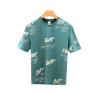 Camiseta de manga corta para hombre, estilo coreano, informal, estampada, tejida, antipilling, de corte holgado, tela de 220 gramos, con patrón de letras, ideal para verano. - Product Image 5