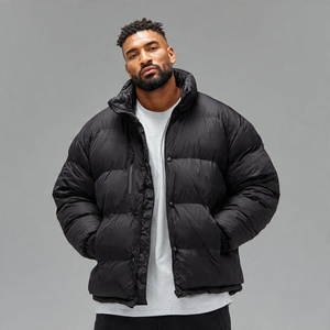 Chaqueta de plumón cálida de invierno para hombre, talla grande, con cuello alto y cremallera, abrigo acolchado para exteriores, chaqueta de burbujas oversize para hombre - Product Image 1