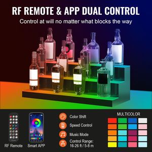 Estante de exhibición acrílico comercial con iluminación LED de 30 pulgadas para botellas de licor, 3 niveles, 3 escalones, estante para whisky, soporte para botellas de vino para el hogar/bar - Product Image 3
