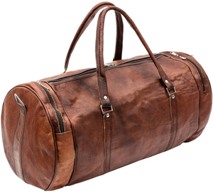 Sac de voyage vintage en cuir véritable, grand format, fait main, pour la gym et la randonnée, marron, vente en gros, sacs de sport en cuir de chèvre véritable - Product Image 1