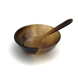 Bol de service en corne de luxe, écologique, design moderne et minimaliste, tons bruns, poli, artisanat, HUB THH-HB-8671 - Product Image 1