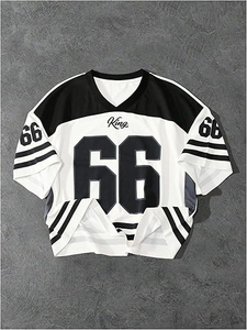 เสื้อฟุตบอลคุณภาพสูง คอวี ทรงโอเวอร์ไซส์ ไซส์พลัส สไตล์เรโทร แบบสั่งทำได้ ยูนิเซ็กซ์ ผ้าตาข่ายระบายอากาศ ทรงครอป 100% ไซส์ตรงตามขนาด - Product Image 6