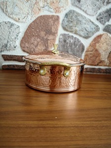 Olla de Cobre Más Vendida, Diseño Redondo Vintage con Tapa, Utensilios de Cocina de Metal Duradero, Asa de Aleación de Zinc - Product Image 3