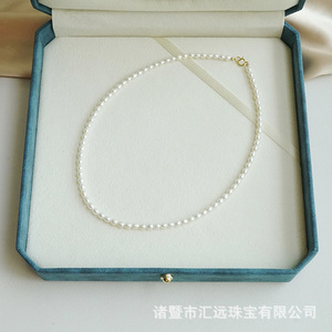 สร้อยคอมุกน้ำจืดแท้ ขนาด 3-4 มม. สีผสมแบบธรรมชาติ ไม่ใช่กากมุก  วัสดุทำเครื่องประดับ - Product Image 1