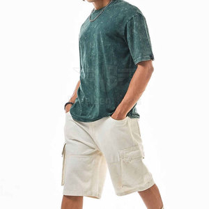 Camiseta con lavado ácido a la moda para hombre, colores descoloridos únicos, tela de algodón cómoda, atuendo informal moderno. - Product Image 4