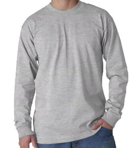 Camiseta informal de manga larga para hombre, ligera, transpirable, para uso diario, tela de algodón suave, ajuste cómodo, cuello redondo, diseño liso - Product Image 2