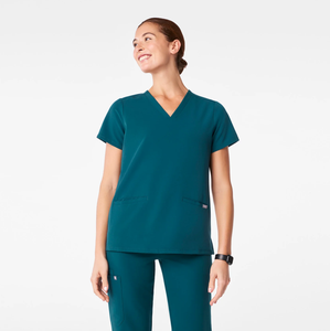Conjunto de Uniforme Médico Unisex de Cintura Alta, 180GSM, Antiarrugas, de Secado Rápido, Corte Inteligente, Cuello en V, Pantalón Jogger, para Hospital - Product Image 2