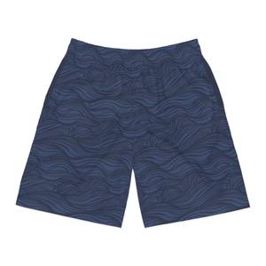 Shorts de Playa para Hombre, Color Azul Marino, con Estampado de Ondas, Cintura Elástica, Secado Rápido, Estilo Casual, Sublimación - Product Image 4