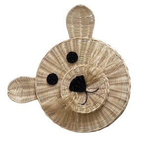 Adorno de pared moderno hecho a mano con cara de oso de peluche, decoración de ratán, material ecológico para niños, artículo de arte para colgar en la pared del dormitorio infantil. - Product Image 3