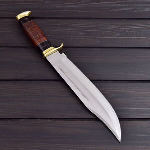 Couteau Bowie artisanal, forgé sur mesure, à lame fixe, pour la chasse, avec manche gainé de cuir, couteau de survie robuste, vente en gros - Product Image 4