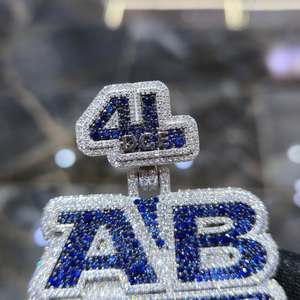 925 <b>Silver</b> Moissanite Letter <b>Charm</b> Pendant Iced Out Micro Insert Rhodium Plated Drip Design for Certified for Party Hiphop - Product Image 6