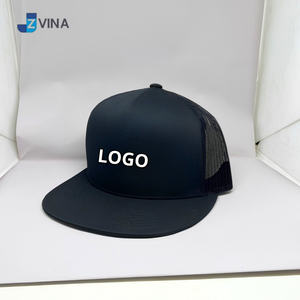 Wholesale Custom Logo Mesh Trucker Cap 3D Embroidery Snapback <b>Flat</b> Brim Adjustable Trucker <b>Hat</b> Basic Color - Product Image 3