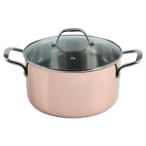Premium Copper Finish Stainless Steel Cooking Pot Glass Lid Induction Base Stock Pot Professional Kitchenware Saucepan Dish - Product Image 1
