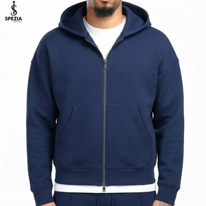 Sweat à capuche zippé oversize pour homme 100 % coton molletonné, style streetwear pour l'automne - Product Image 2