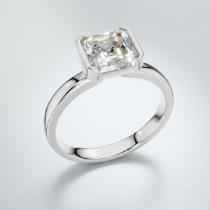 Anillo de Compromiso Clásico de Oro con Diamante Cultivado en Laboratorio Certificado por IGI de 2.3 CT, Corte Esmeralda, Engaste de Media Bisel, para Mujeres y Hombres, para Bodas y Fiestas - Product Image 1