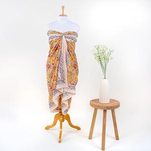 Bloque de mano de algodón impreso verano Hawaiano personalizado Tropical estampado playa Sarong Pareo ropa de playa para mujeres - Product Image 3