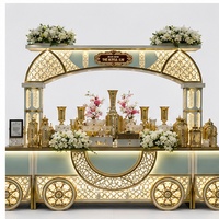 Comptoir de buffet de luxe en acier inoxydable doré |   Présentation des plats pour les mariages et les banquets d'hôtel |   Livraison rapide