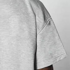 Camiseta de Algodón Gris Oversize para Hombre, Manga Corta, Cuello Redondo, Estilo Casual, Jersey Liso, Hombros Caídos, Estilo Urbano - Product Image 2
