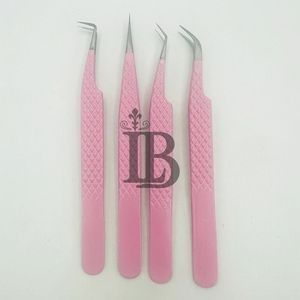 <b>Top</b> Trend Eyelash Extensions Tweezers <b>Pink</b> Color Tweezers Degree Curved Straight <b>Hot</b> Sale Eyelash Tweezers Paper Design - Product Image 2