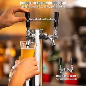 Kit de Torre Dispensadora de Cerveza de Acero Inoxidable con Doble Grifo, Regulador CGA320 y Manómetro Doble para Fiestas - Product Image 4