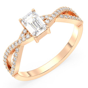 Bague de fiançailles REYES, design original, moissanite taille émeraude 0,5 carat, en argent sterling 925, bijoux de luxe exclusifs de créateur - Product Image 1