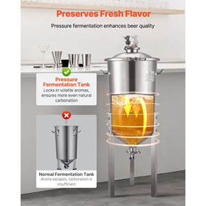 Cubo de Fermentación Cónico de Acero Inoxidable de 30L para la Elaboración de Vino y Cerveza, Capacidad de Presión de 15 PSI - Product Image 2