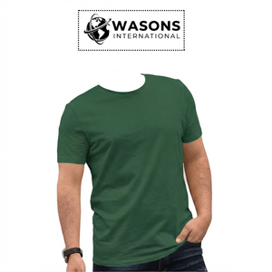 Wasons เสื้อยืดคอกลมแขนสั้นสำหรับผู้ชาย, เสื้อยืดผ้าคอตตอนสีเขียวเสื้อลำลองสีทึบสำหรับ100% - Product Image 1