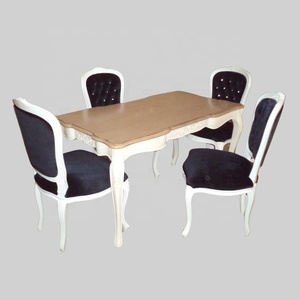 Bộ đồ ăn cổ kiểu Pháp đồ nội thất phòng ăn nhà gỗ rắn bàn ăn và ghế cho nhà hàng và đồ nội thất khách sạn - Product Image 1