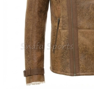 Abrigo Largo de Cuero Genuino Marrón para Hombre con Forro de Piel, Cálido para Invierno, Corte Ajustado, Chaqueta de Piel de Oveja - Product Image 4