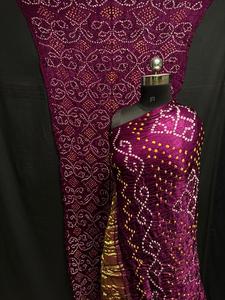 Sari en soie marron dessiné à la main pour femme, traditionnel indien pakistanais, longueur ras du sol, ethnique, coupe classique, toutes saisons - Product Image 3