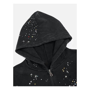 Custom Unisex Winter Digital Printing Pullover Fleece Eco-Friendly Rhinestone Oversized Lined Breathable <b>Polyester</b>/Cotton <b>Hoodie</b> - Product Image 4