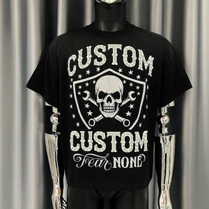 T-shirts surdimensionnés personnalisés à impression numérique vintage, anti-plis, en tissu épais, délavés à l'acide effet pierre précieuse et effet soleil - Product Image 5