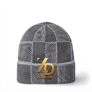 Gorro de Lana Personalizado ZEDDISH con Diseño a Cuadros, 100% Lana, Unisex, para Invierno, con Impresión Digital y Bordado, de Alta Calidad, para Adultos, Uso Casual - Product Image 4