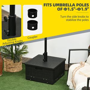 Supporto per Ombrellone da Esterno 3-in-1 con Tavolino, Fioriera e Drenaggio, Telaio in Acciaio e Ruote con Maniglie - Product Image 5
