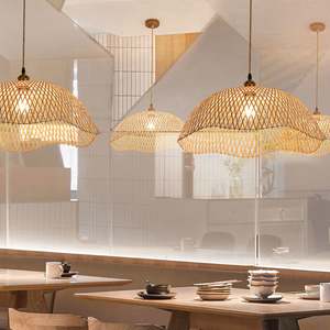 Wholesale Transparent Bamboo Lampshade Handwoven Ceiling <b>Light</b> <b>Cover</b> Minimalist Pendant Lamp Shade Home Decor OEM ODM - Product Image 2