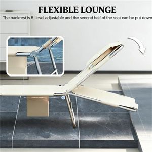 Juego de Dos Sillones de Exterior Color Beige, Silla para Tomar el Sol con Diseño de Chaise Longue - Product Image 4