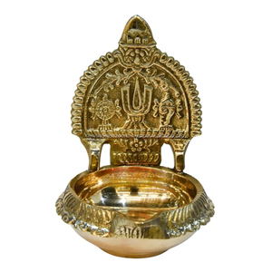 Shanku Chakra Kuber Kamakshi en laiton pur profond | Pooja traditionnel Deepak - Product Image 3
