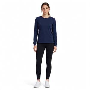 T-shirt décontracté à manches longues et col rond pour femme, 100 % coton, coupe classique, couleur unie, exporté du Bangladesh - Product Image 2