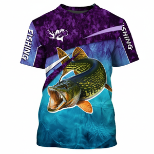 Camiseta de Pesca con Cuello Redondo para Hombre, Protección UV, Ropa Deportiva para Pesca al Aire Libre - Product Image 1
