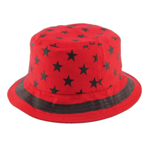 Chapeau Bob en Coton Imprimé Personnalisé Motif Étoiles Rouges et Noires Unisexe pour l'Extérieur, Protection Solaire Estivale, Plage, Large Bord Respirant - Product Image 4