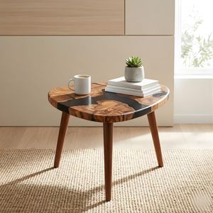 Mesa de Centro de Madera de Olivo Orgánica con Resina Epoxi Negra, Diseño de Río, Hecha a Mano, Mueble Artístico Moderno, Decoración para el Hogar - Product Image 5