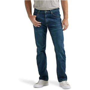 Jeans en denim bleu coupe droite classique pour homme, décontractés, confortables, en coton extensible, vente en gros, OEM personnalisé - Product Image 3