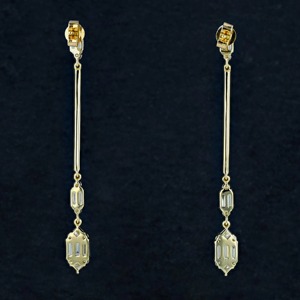 Pendientes de Aro de Oro de 14k con Diamantes, Forma de Campana, Joyería Fina de Lujo Inspirada en el Art Déco, Regalo para Mujer - Product Image 3