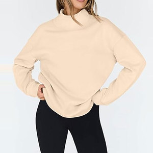 Pull en molleton de coton épais et respirant pour femme, coupe ajustée, col rond, épaules tombantes, idéal pour l'hiver, écologique et de haute qualité - Product Image 5