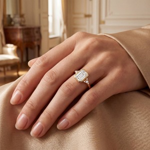 Anillo de Diamantes con Corte Esmeralda para Mujer, Oro Amarillo de 18K, Anillo de Compromiso Clásico, Certificado IGI, Joyería Fina - Product Image 3
