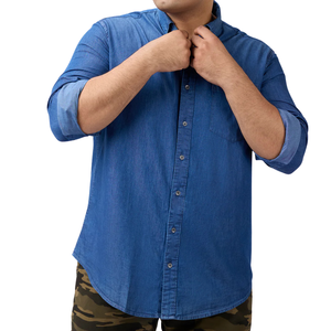 เสื้อเชิ้ตยีนส์ผู้ชายไซส์ใหญ่ ผ้าใส่สบาย ขายส่ง ปรับแต่งได้ มีตัวอย่างฟรี คุณภาพดีที่สุด - Product Image 4