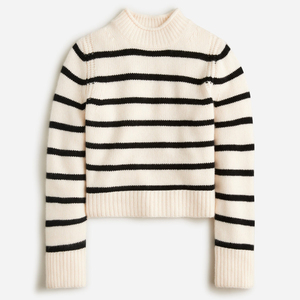 Cream Striped Long Sleeve Knit <b>Sweater</b> Women's <b>Turtleneck</b> Pullover Winter Knitwear Crop TopC LOGO OEM & ODM Women <b>Sweater</b> - Product Image 1