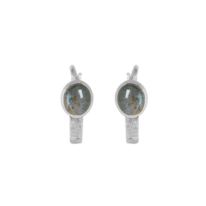Natural Labradorite <b>Huggie</b> Hoop <b>Earrings</b> Gemstone Hammered <b>Sterling</b> <b>Silver</b> Bohemian Wholesale Jewelry Supplier - Product Image 5