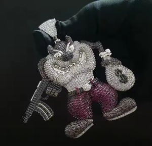 Pendentif élégant en argent plaqué or, style hip-hop, nouvelle mode, avec détails inspirés de pierres brillantes - Product Image 4